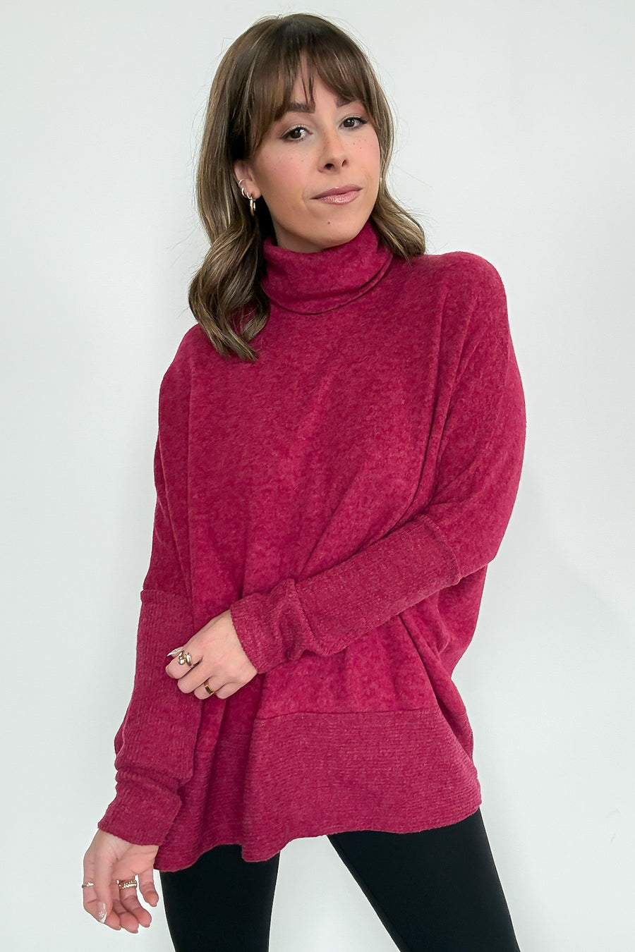 Cabernet / SM Emily Turtleneck Melange Knit Sweater - Madison and Mallory