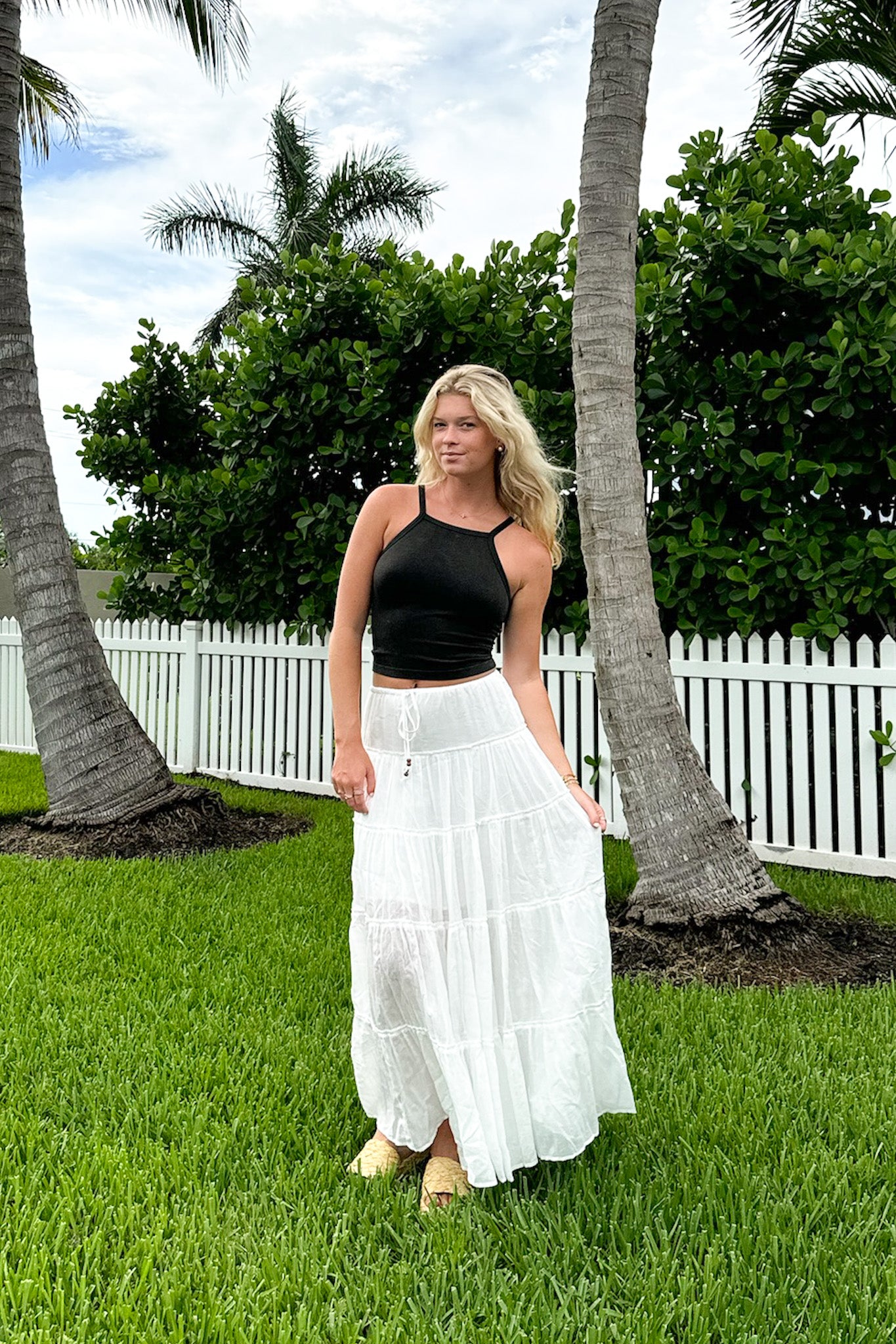 S / Off White Endlessly Darling Drawstring Tiered Maxi Skirt - FINAL SALE - Madison and Mallory