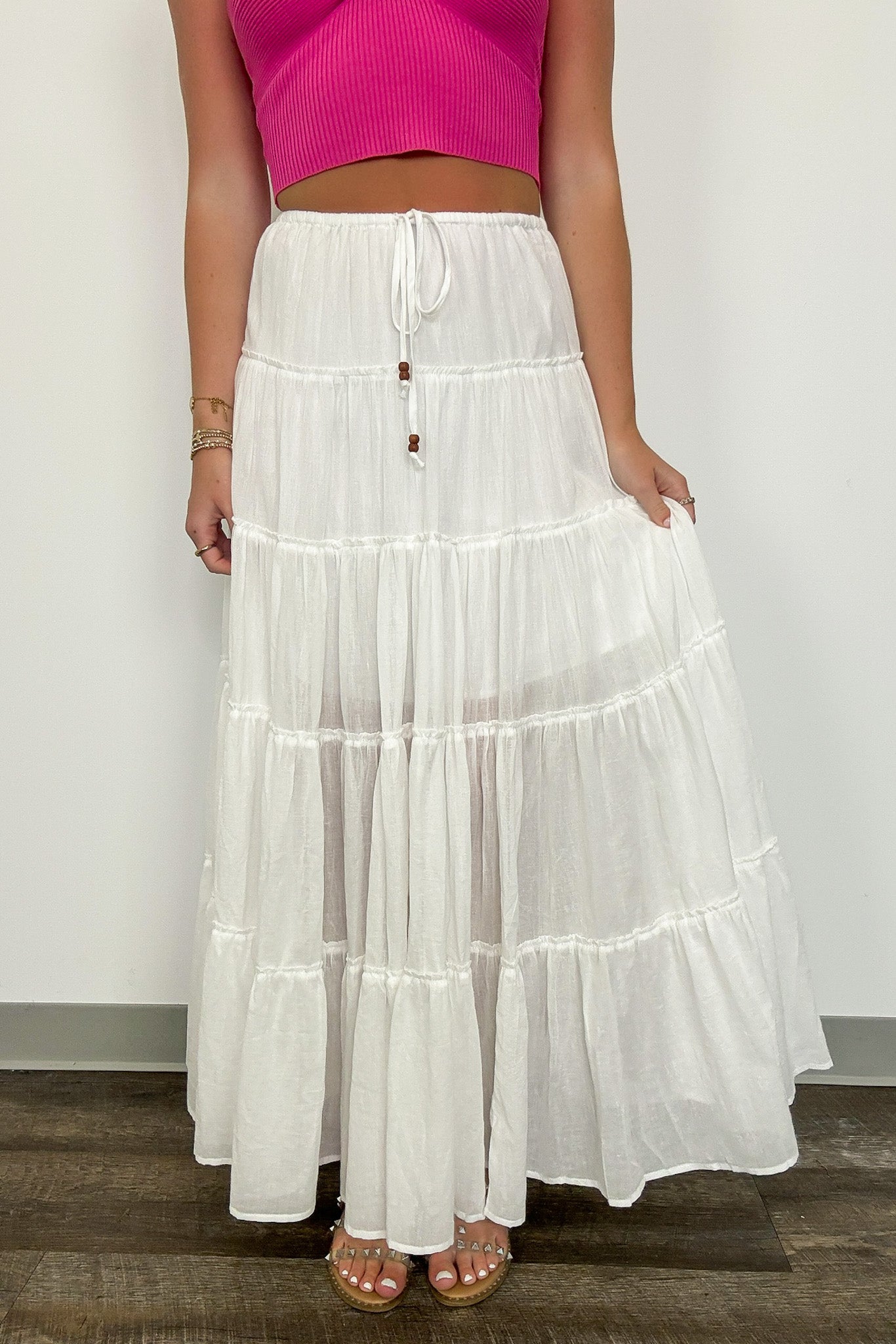  Endlessly Darling Drawstring Tiered Maxi Skirt - FINAL SALE - Madison and Mallory