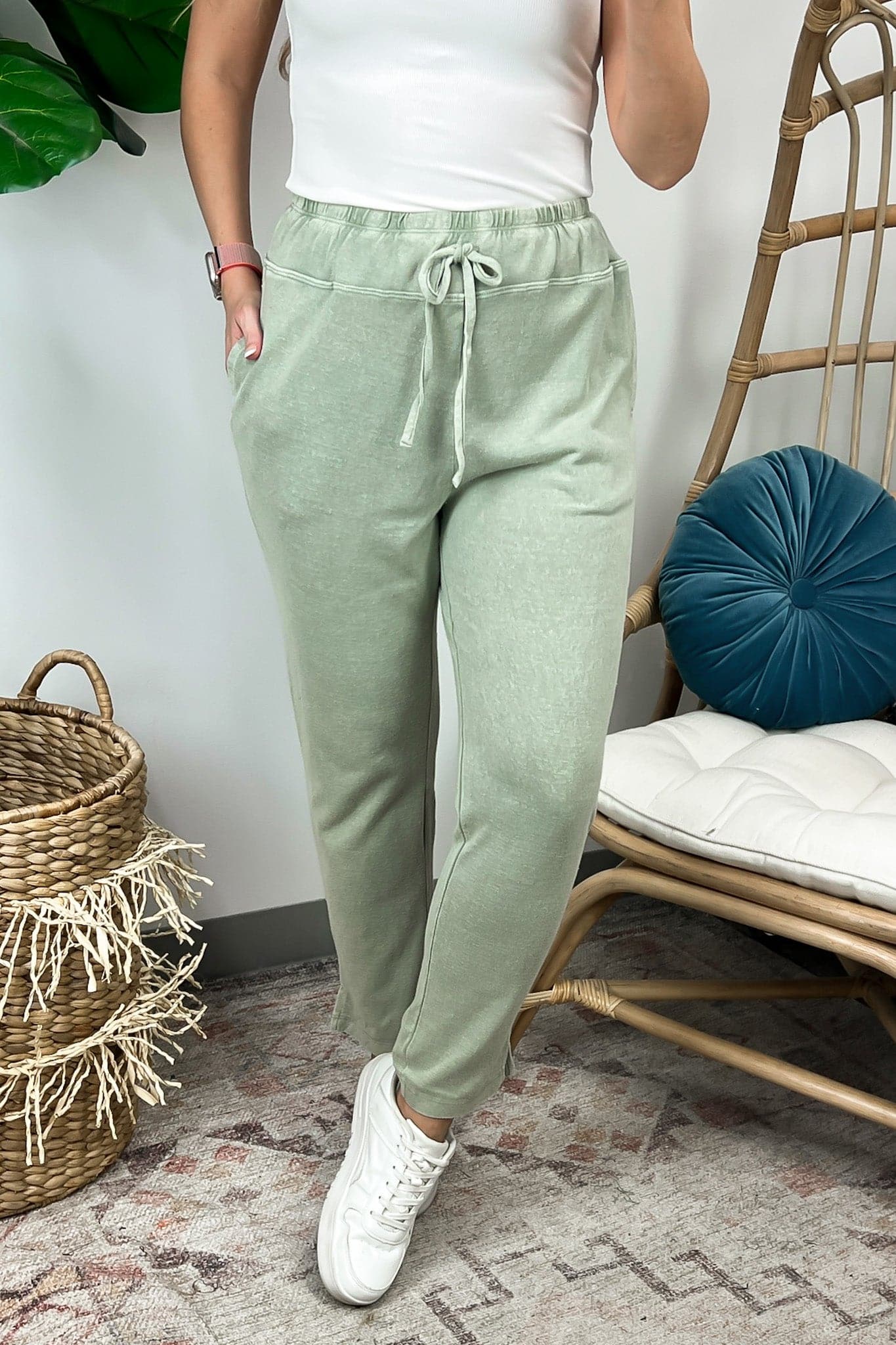 Olive / S Enola Comfy Washed Joggers - FINAL SALE - Madison and Mallory