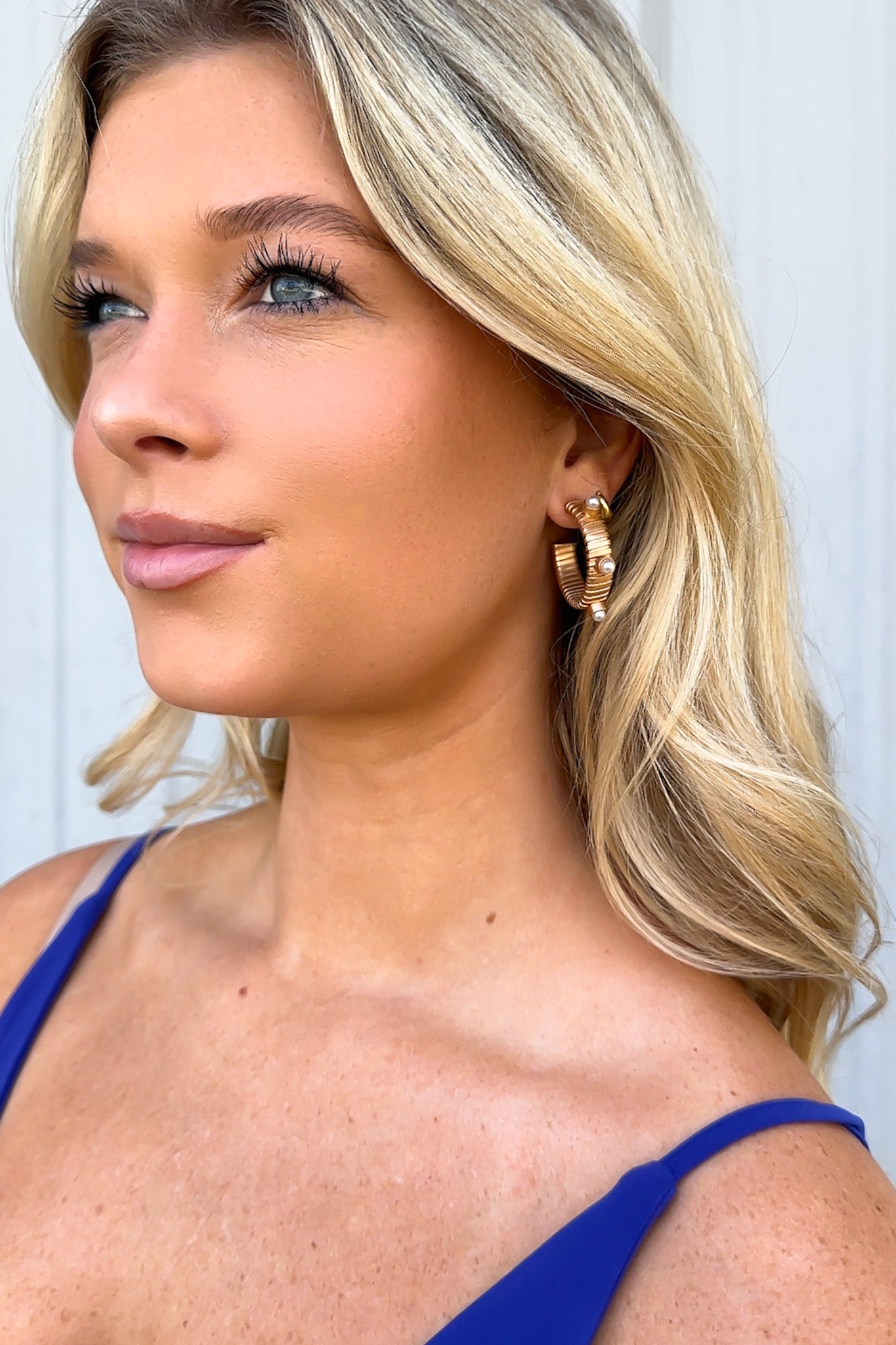 Enticing Always Pearl Accent Hoop Earrings - Madison and Mallory