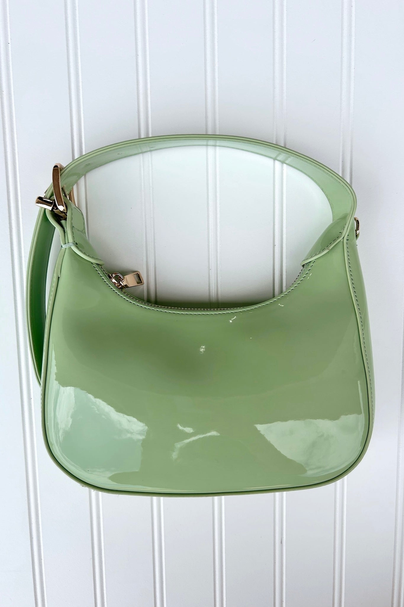 Light Olive Enviable Pick Enamel Hobo Crossbody Handbag - Madison and Mallory