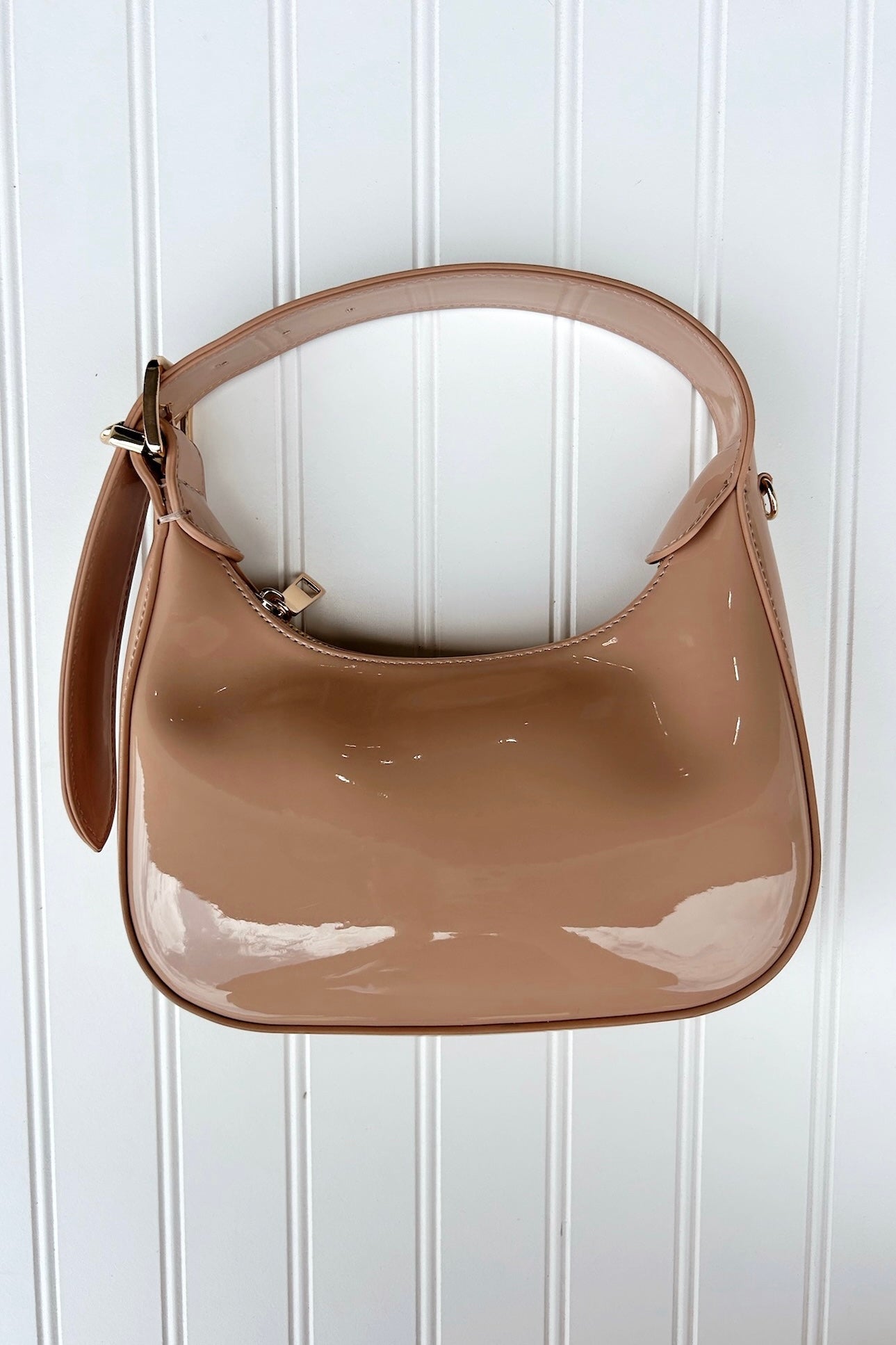 Nude Enviable Pick Enamel Hobo Crossbody Handbag - Madison and Mallory