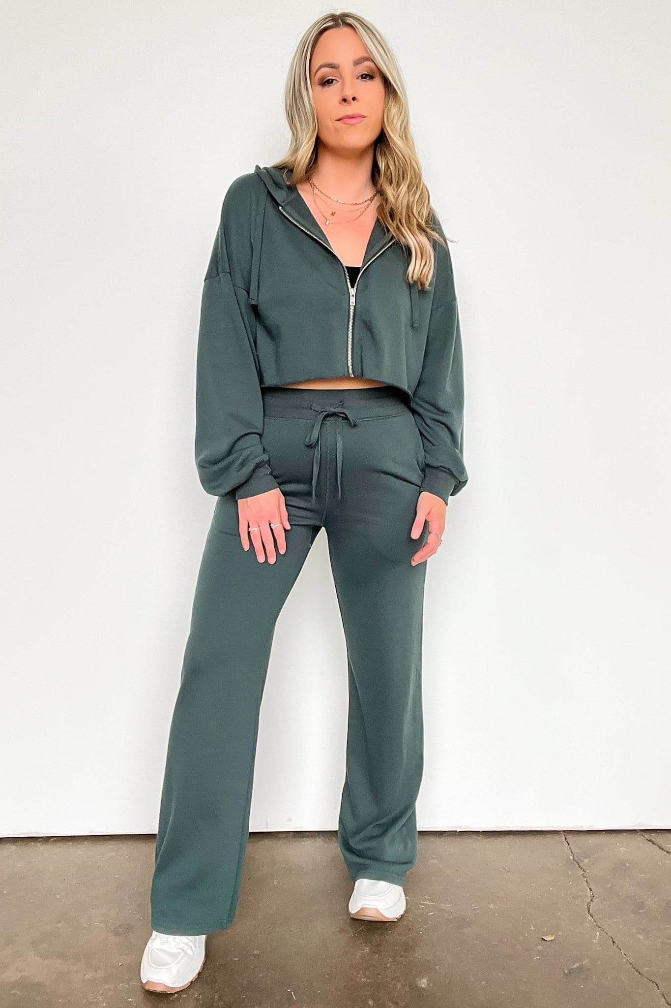 Jungle Green / S Erilea Straight Leg Elastic Waist Lounge Pants - FINAL SALE - Madison and Mallory