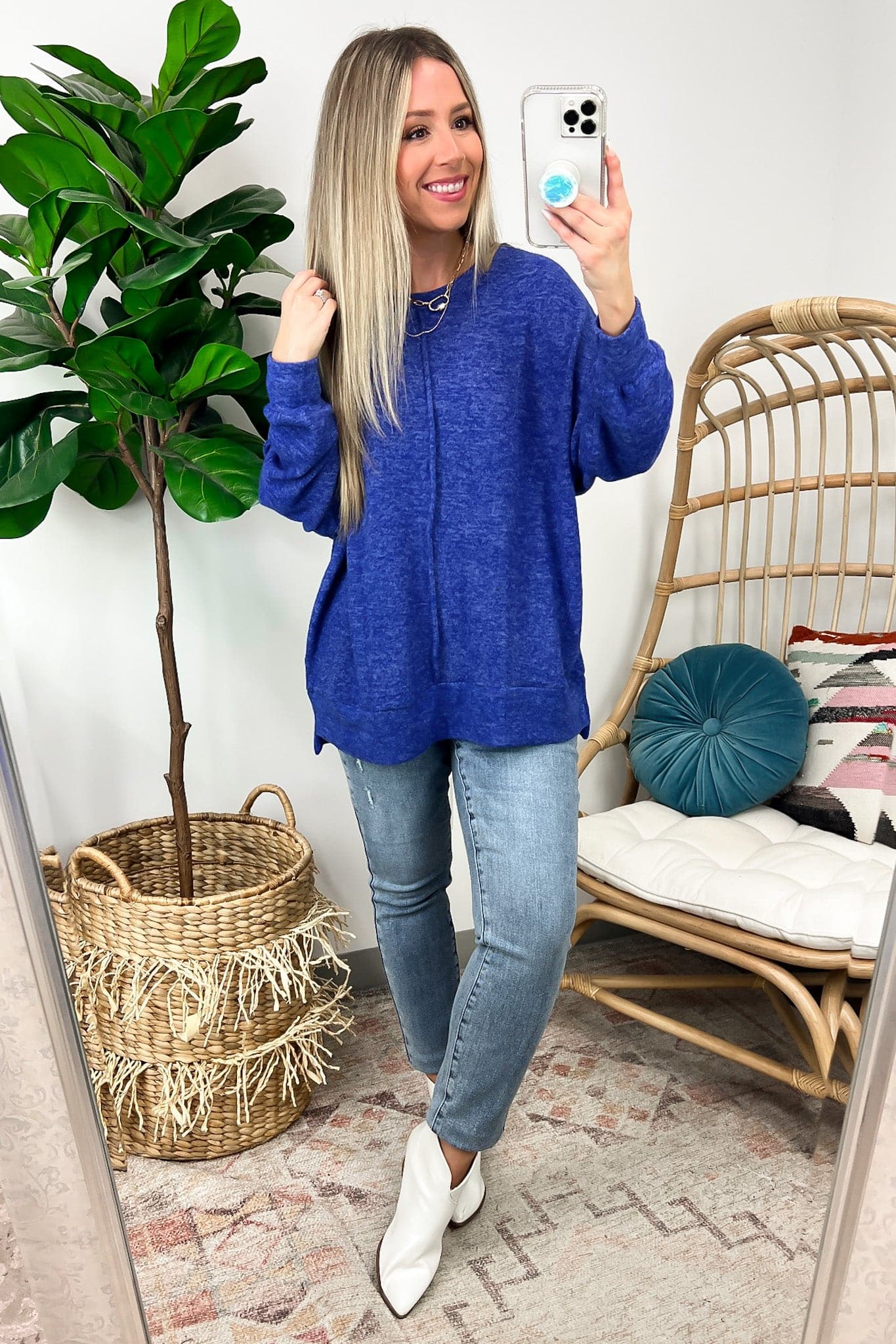  Esmeray Melange Knit Exposed Seam Pullover - FINAL SALE - Madison and Mallory
