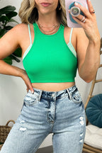 Sage / S Esparza Ribbed Seamless Double Layer Tank Bra Top - FINAL SALE - Madison and Mallory