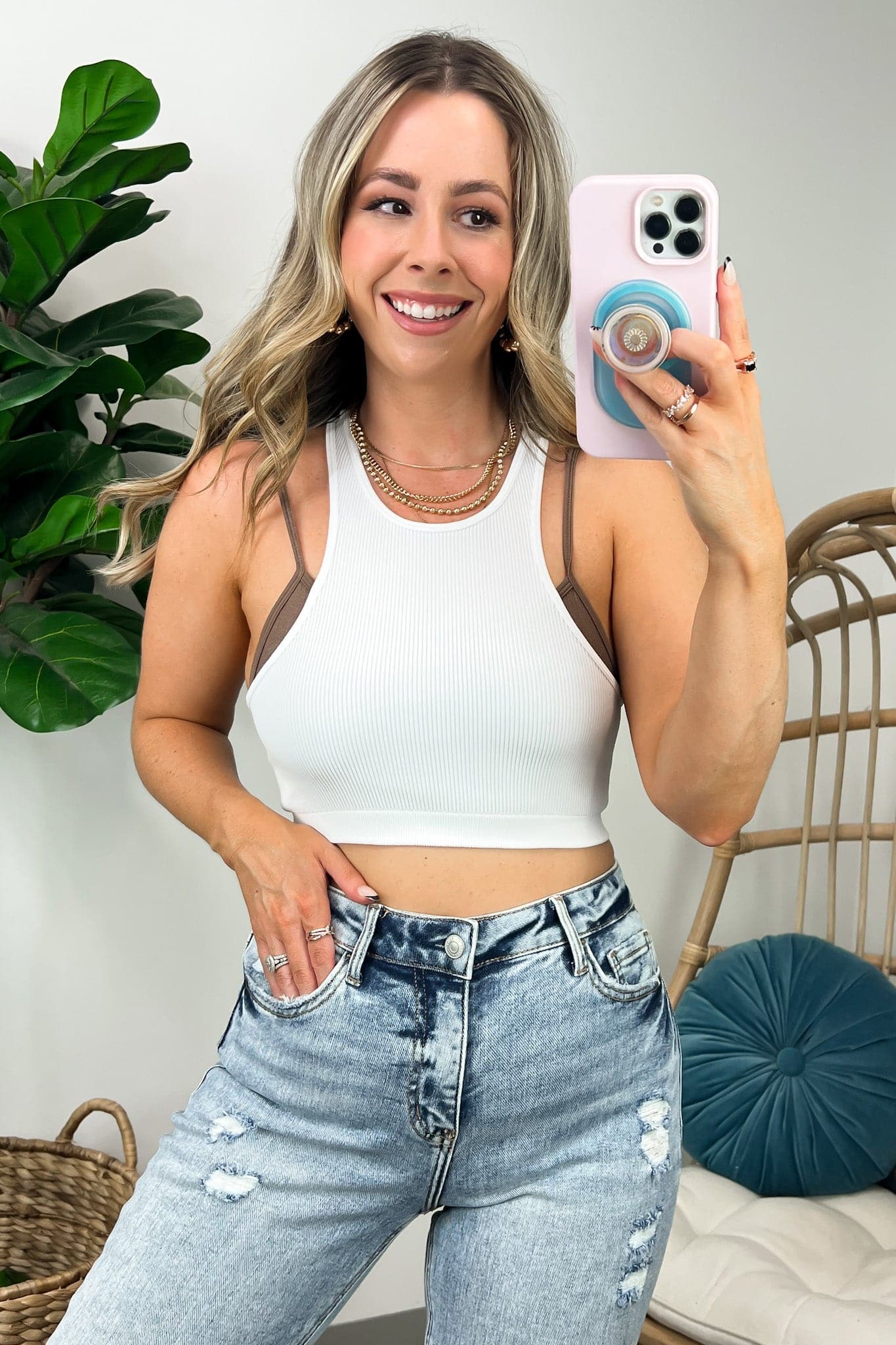 Esparza Ribbed Seamless Double Layer Tank Bra Top - FINAL SALE - Madison and Mallory