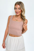 S / Cappuccino Espresso Hour Square Neck Techno Rib Tank - FINAL SALE - Madison and Mallory