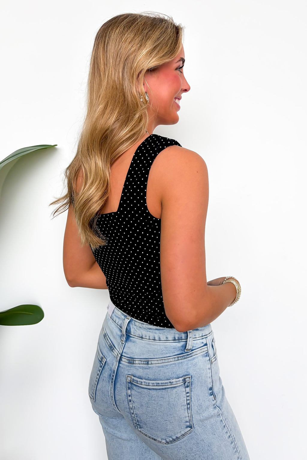 Essential Ease Polka Dot Square Neck Tank Top - Madison and Mallory