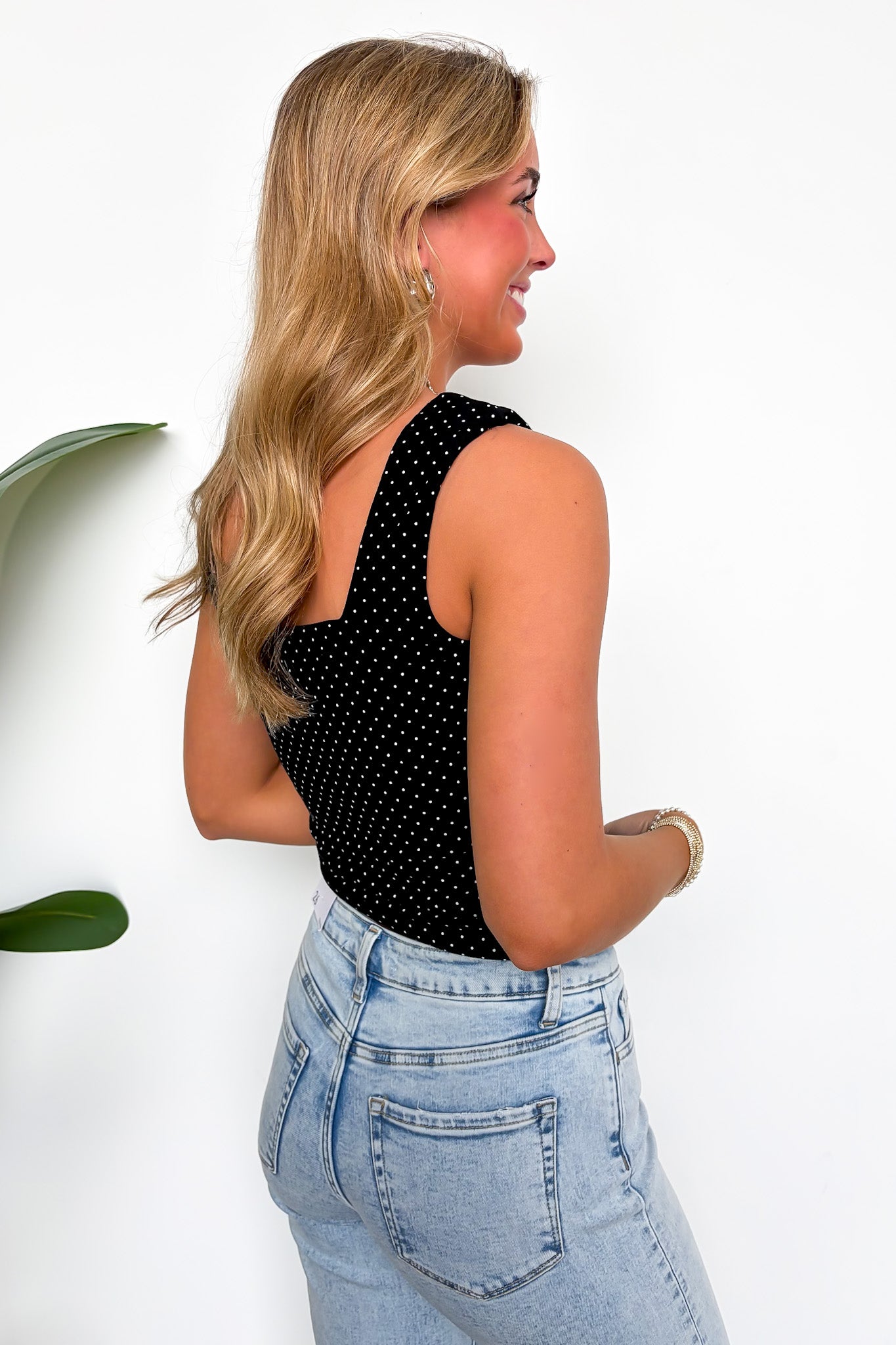Essential Ease Polka Dot Square Neck Tank Top - Madison and Mallory