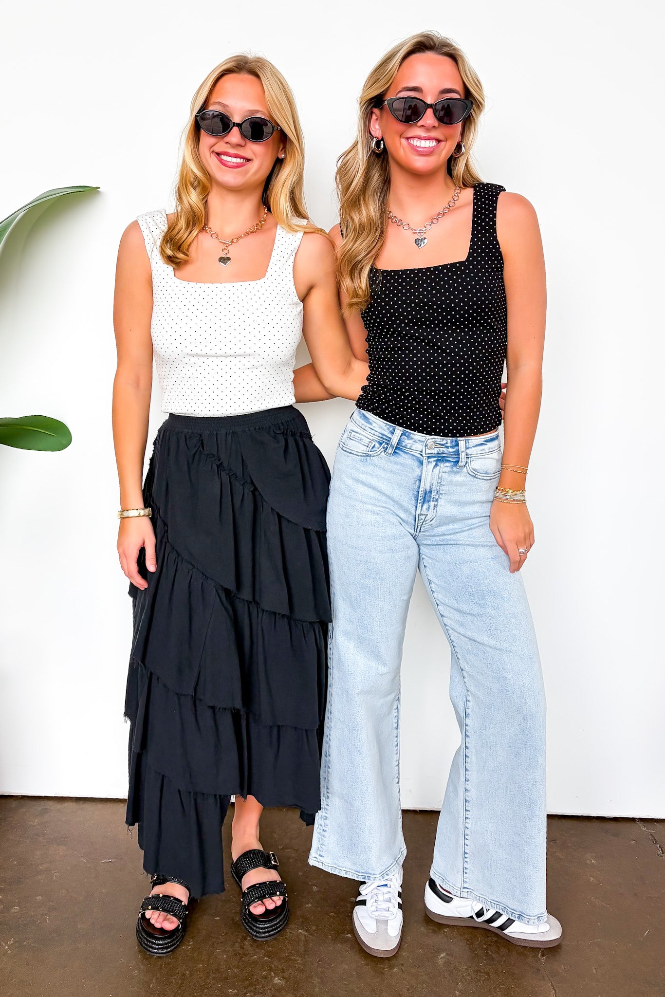 Essential Ease Polka Dot Square Neck Tank Top - Madison and Mallory