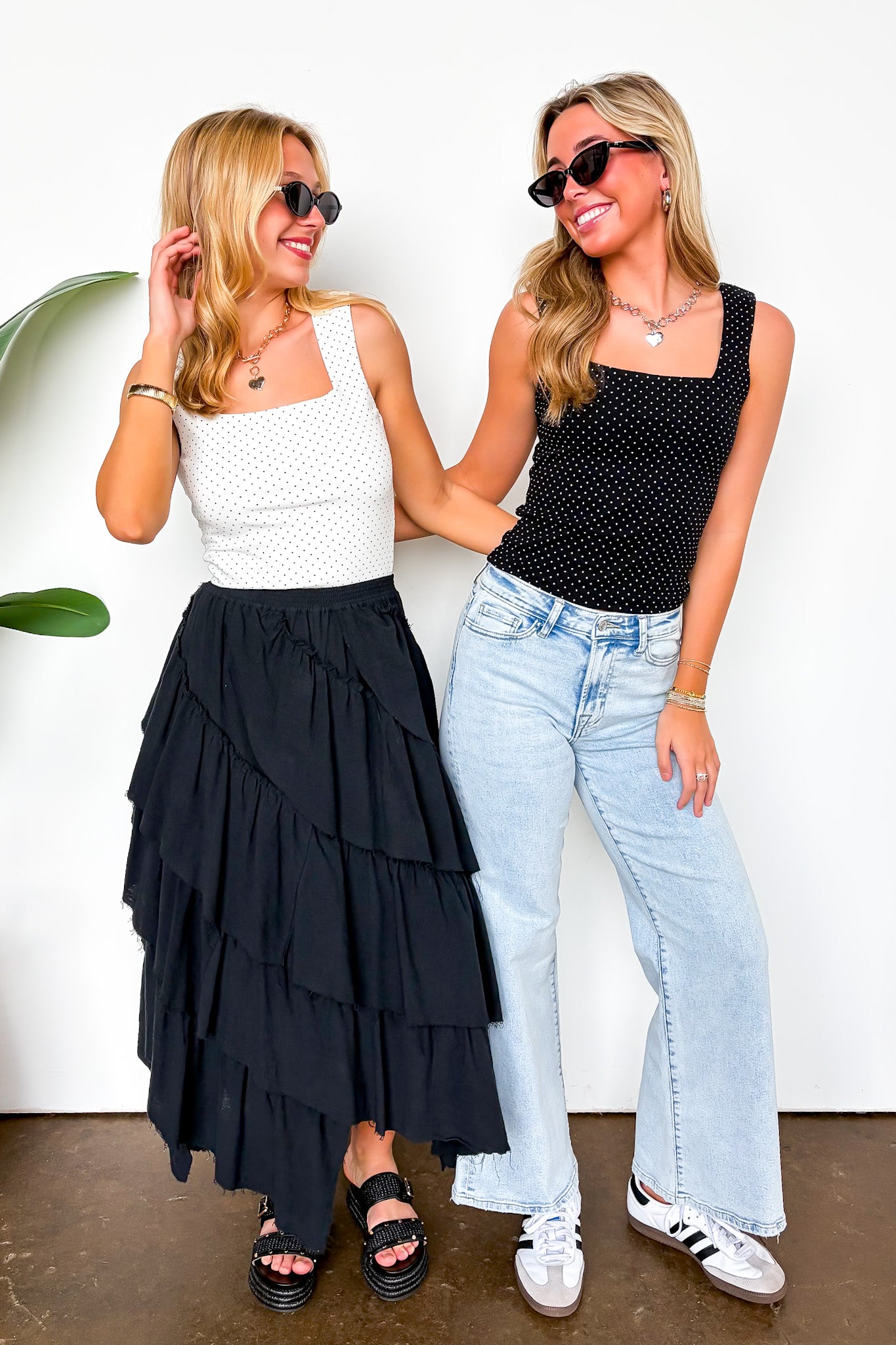 Essential Ease Polka Dot Square Neck Tank Top - Madison and Mallory
