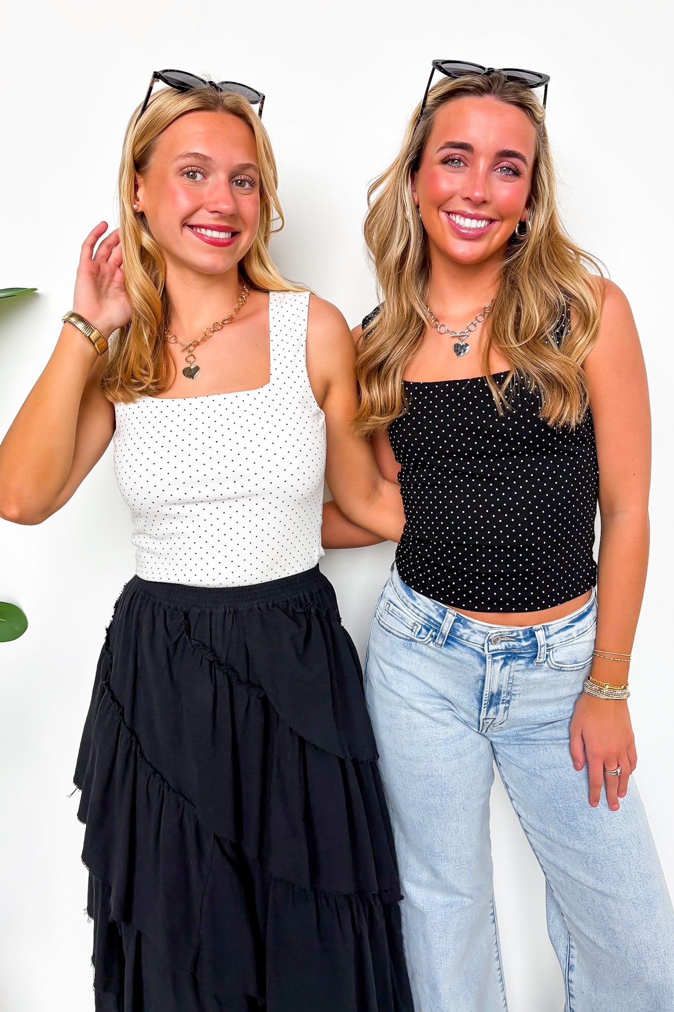 Essential Ease Polka Dot Square Neck Tank Top - Madison and Mallory