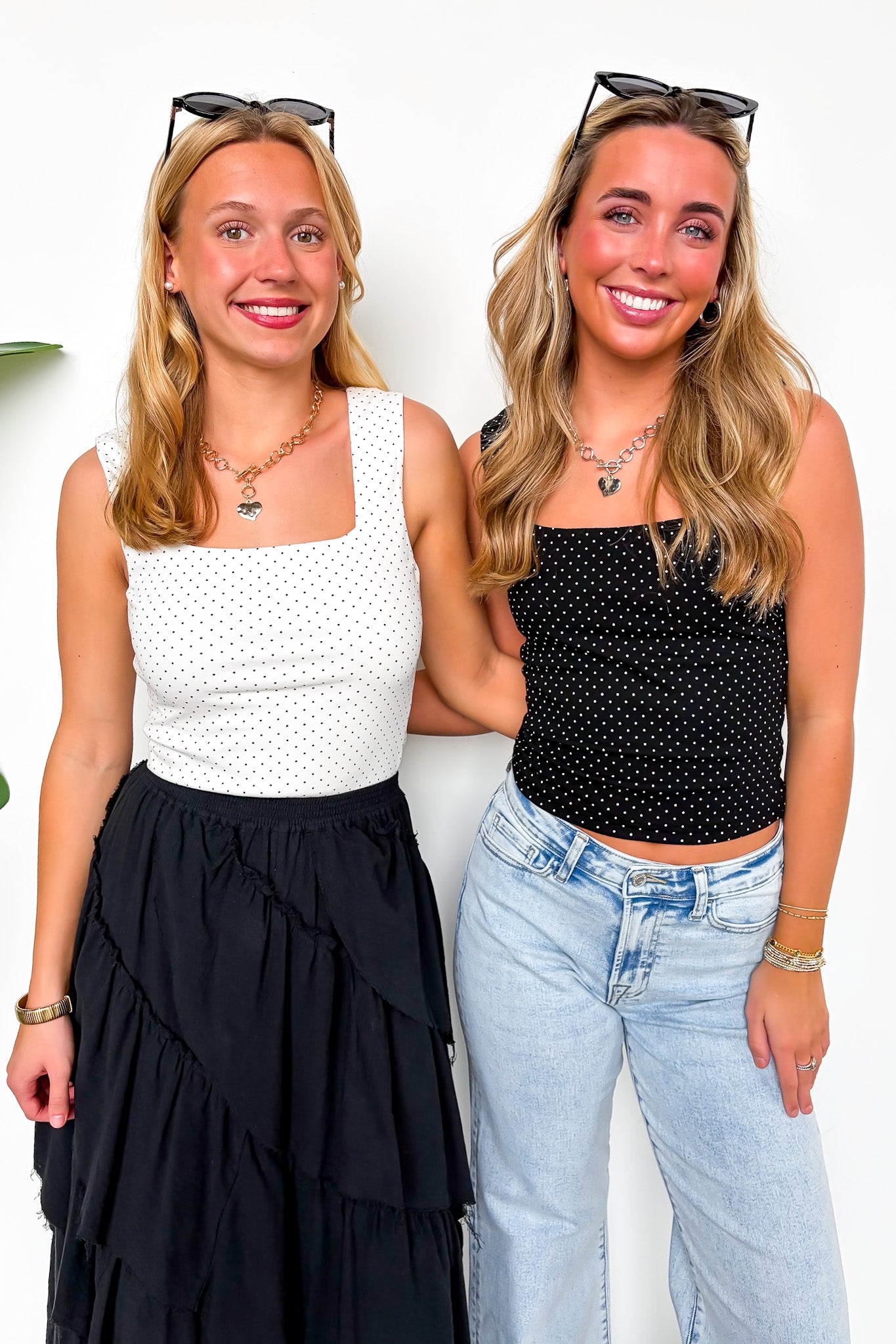 Essential Ease Polka Dot Square Neck Tank Top - Madison and Mallory