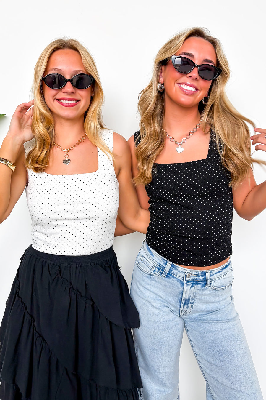 Essential Ease Polka Dot Square Neck Tank Top - Madison and Mallory