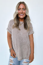  Eudorah Washed Waffle Knit Top - BACK IN STOCK - Madison and Mallory