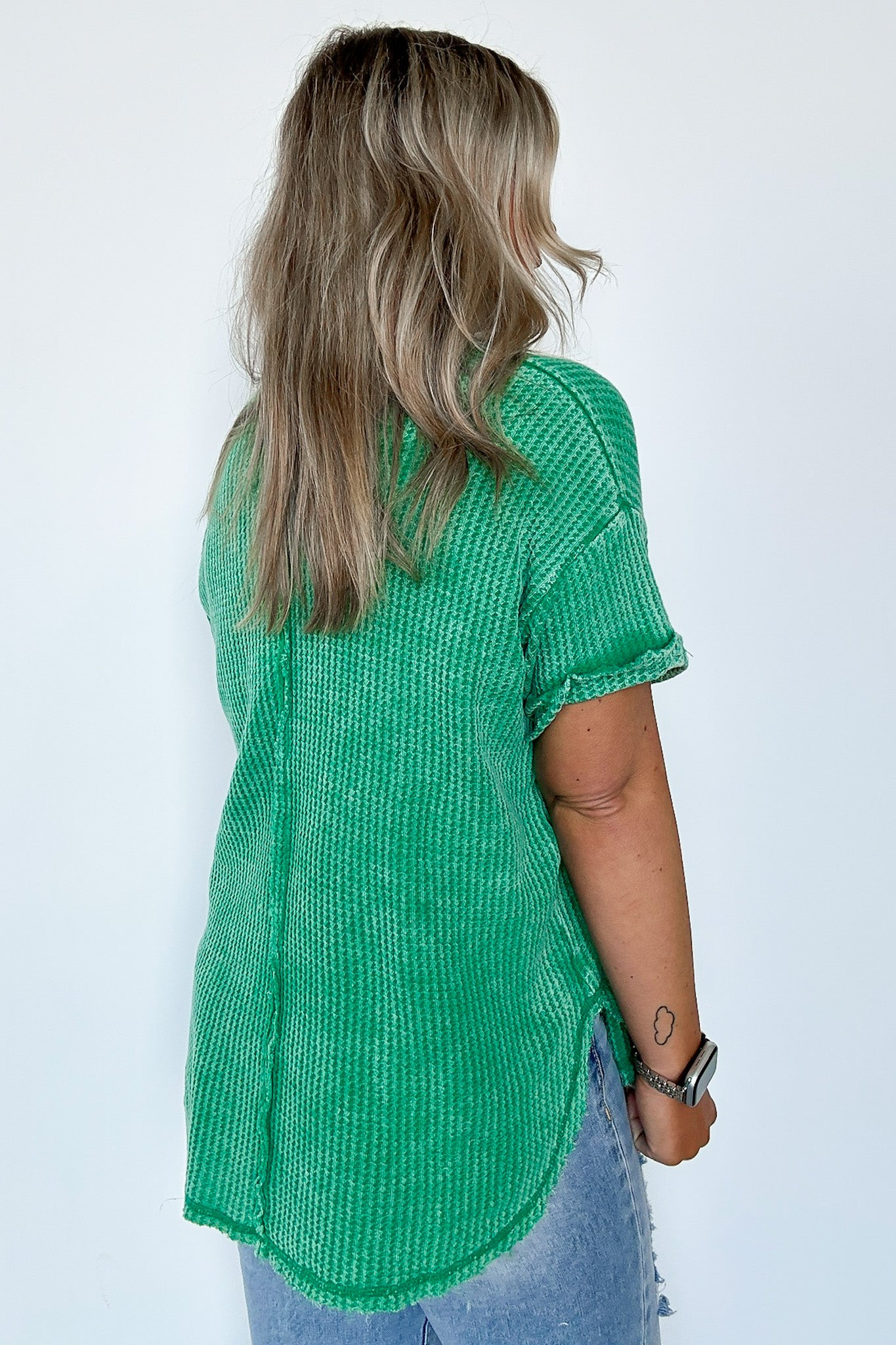  Eudorah Washed Waffle Knit Top - BACK IN STOCK - Madison and Mallory