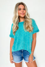 Eudorah Washed Waffle Knit Top - BACK IN STOCK - Madison and Mallory