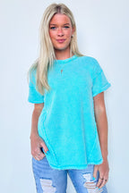  Eudorah Washed Waffle Knit Top - BACK IN STOCK - Madison and Mallory