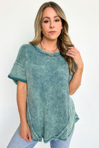  Eudorah Washed Waffle Knit Top - BACK IN STOCK - Madison and Mallory