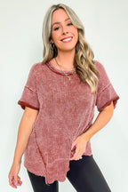  Eudorah Washed Waffle Knit Top - BACK IN STOCK - Madison and Mallory