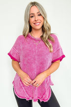 Ash Pink / SM Eudorah Washed Waffle Knit Top - Madison and Mallory