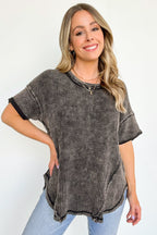  Eudorah Washed Waffle Knit Top - BACK IN STOCK - Madison and Mallory