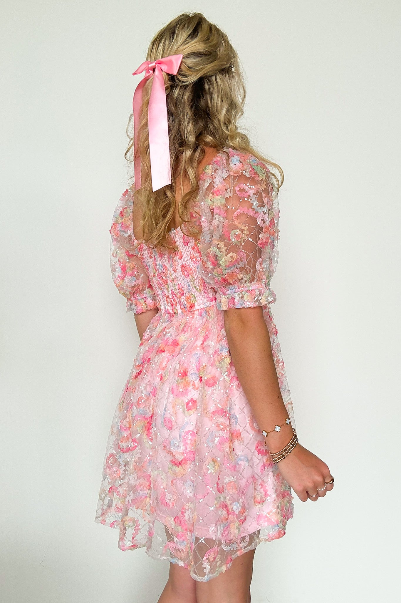  Euphoric Eloquence Multi Color Lace Puff Sleeve Dress - FINAL SALE - Madison and Mallory