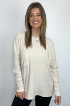 Evangelia Ribbed Brushed Knit Pocket Top - FINAL SALE - Madison and Mallory