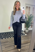 Evangelia Ribbed Brushed Knit Pocket Top - FINAL SALE - Madison and Mallory