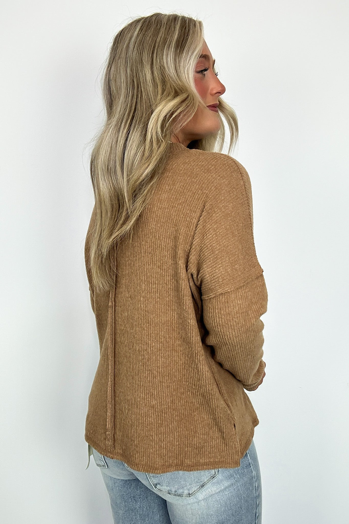 Evangelia Ribbed Brushed Knit Pocket Top - FINAL SALE - Madison and Mallory
