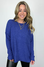 Evangelia Ribbed Brushed Knit Pocket Top - FINAL SALE - Madison and Mallory