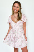 XS / Light Pink Evangeline Puff Sleeve Sweetheart Neckline Bustier Dress - Madison and Mallory