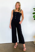 Black / S Eve Button Detail Jumpsuit - FINAL SALE - Madison and Mallory