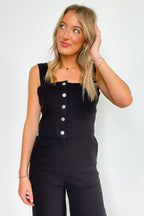 Eve Button Detail Jumpsuit - FINAL SALE - Madison and Mallory