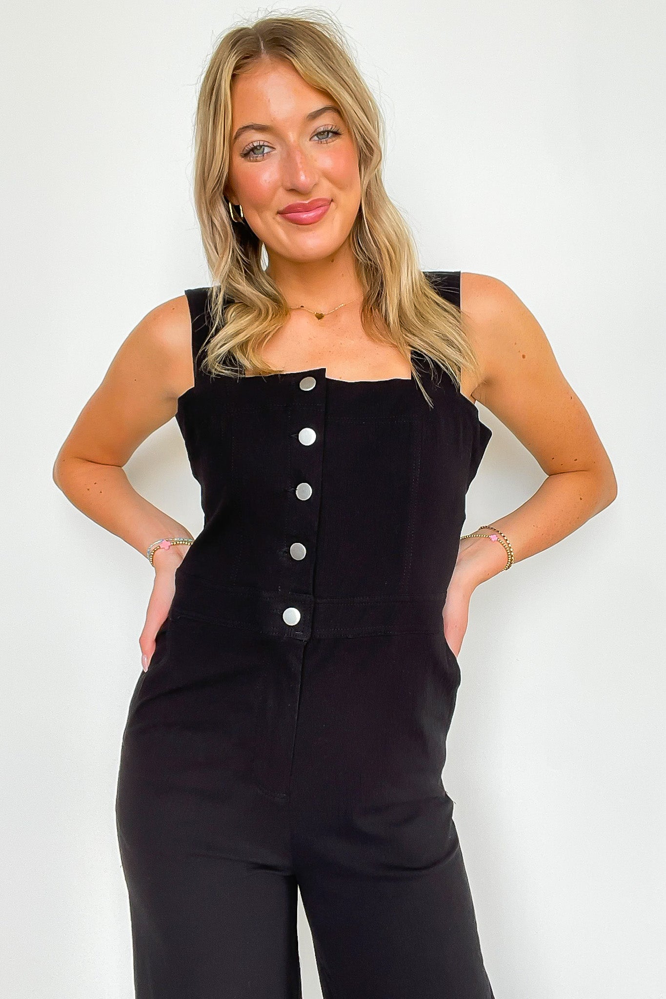 Eve Button Detail Jumpsuit - FINAL SALE - Madison and Mallory