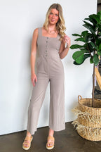 Eve Button Detail Jumpsuit - FINAL SALE - Madison and Mallory