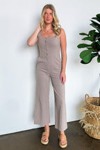 Eve Button Detail Jumpsuit - FINAL SALE - Madison and Mallory