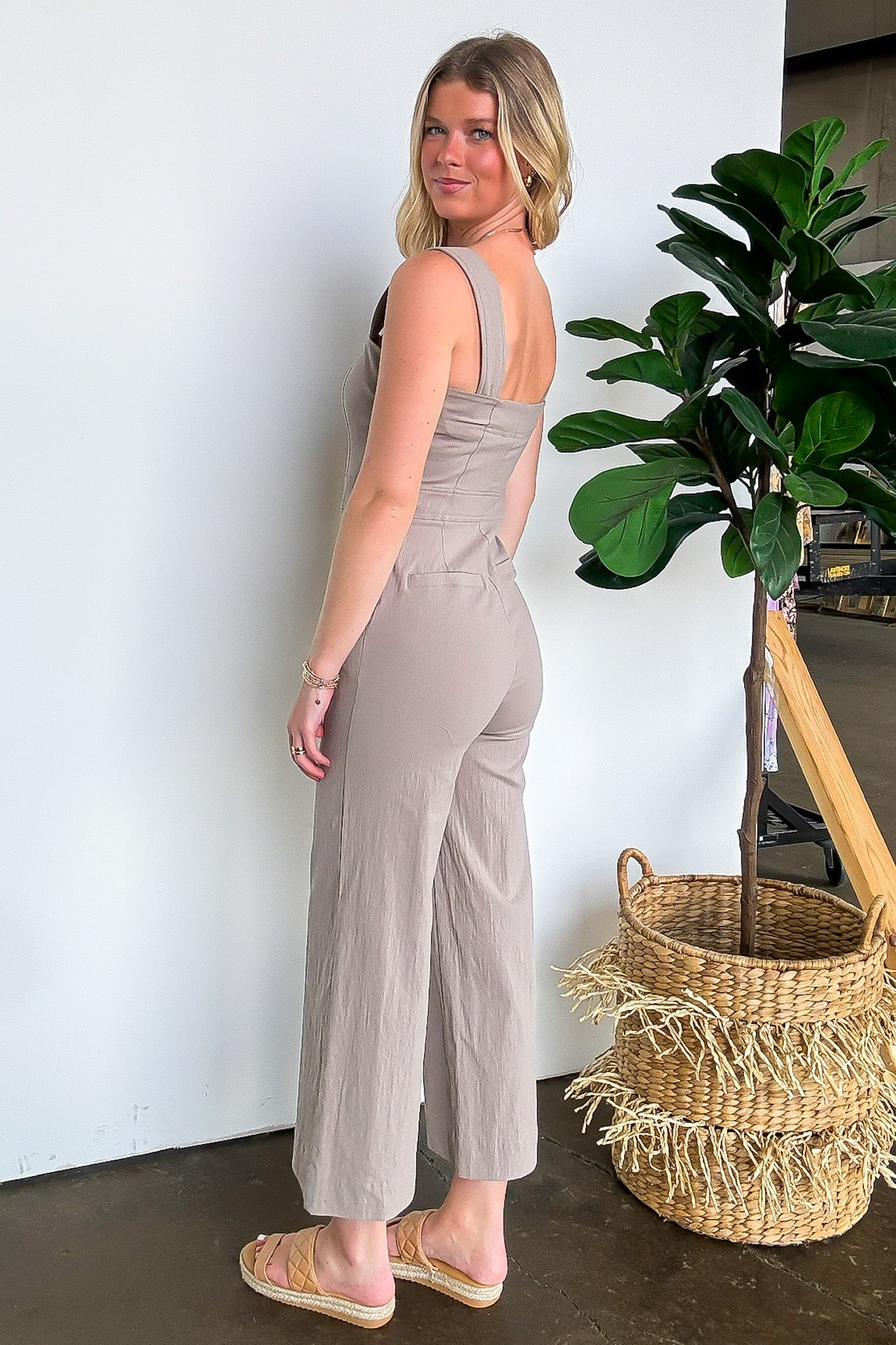 Eve Button Detail Jumpsuit - FINAL SALE - Madison and Mallory