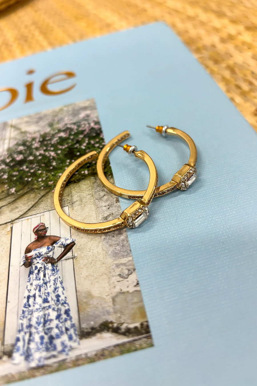 Gold Everlight Solitaire Crystal Gold Hoop Earrings - Madison and Mallory