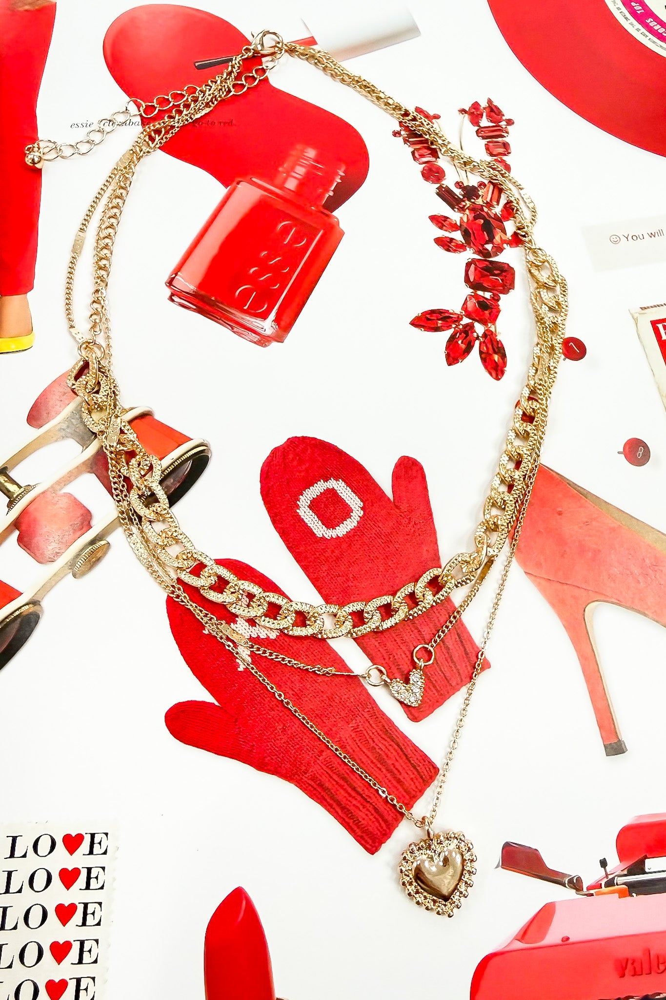 Everlove Multi Layer Heart Rhinestone Necklace - Madison and Mallory