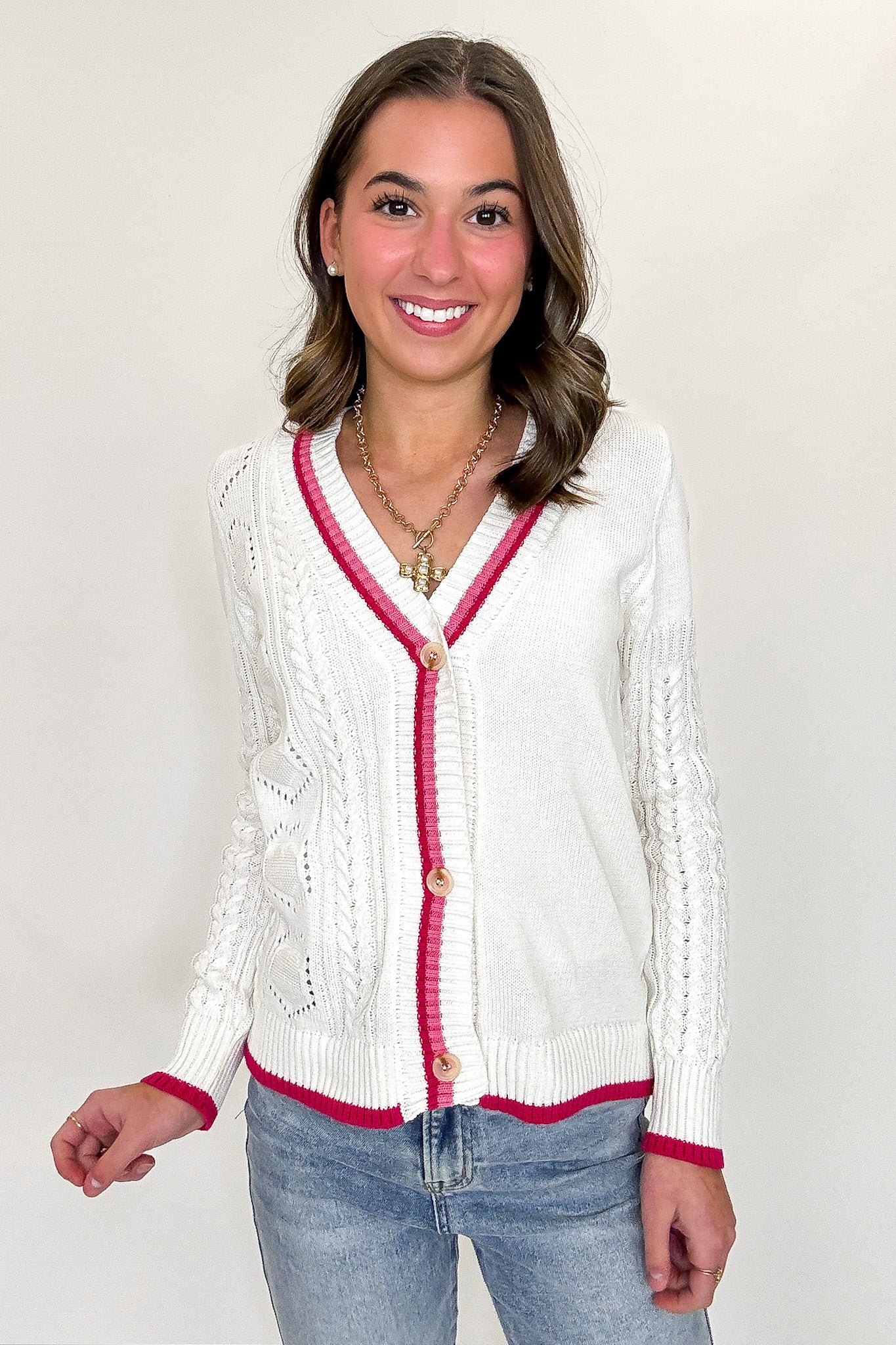 Everyday Amour Heart Stitch Cardigan - Madison and Mallory