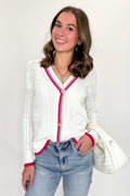 S / Cream Everyday Amour Heart Stitch Cardigan - Madison and Mallory