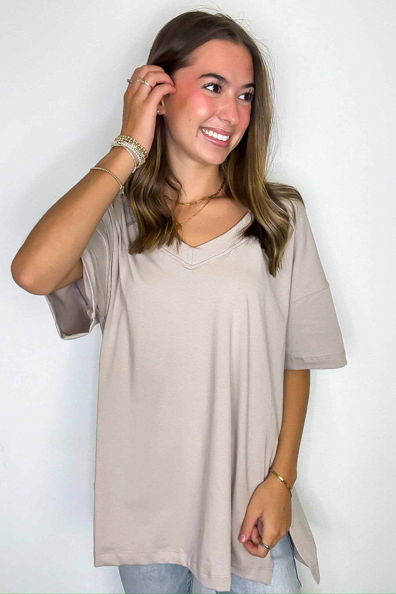 Light Taupe / S Everyday Elevate Oversized Tee - Madison and Mallory
