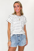 Ivory/Black / S Everyday Lines Striped Pocket Top - Madison and Mallory