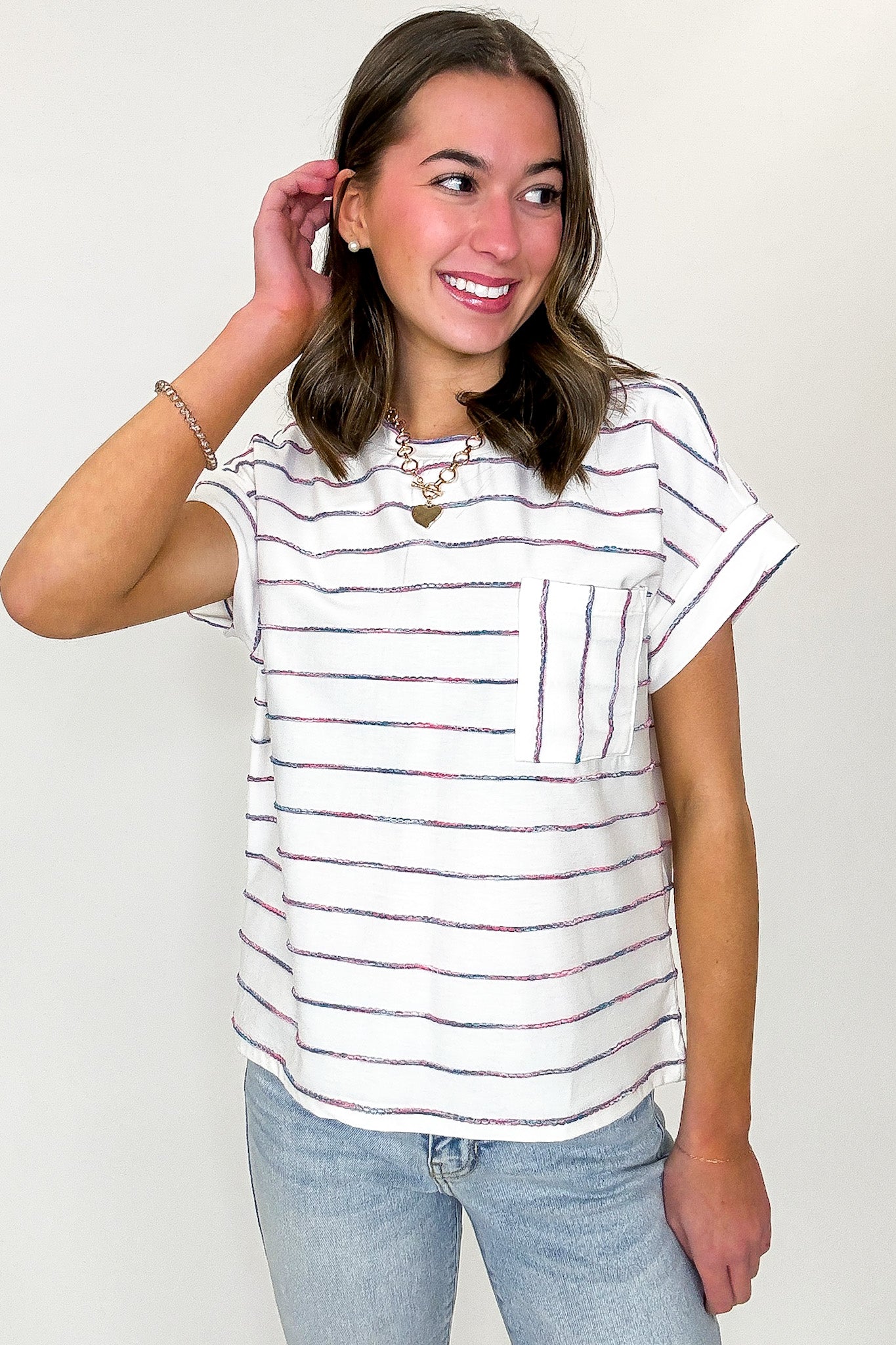 Everyday Lines Striped Pocket Top - Madison and Mallory