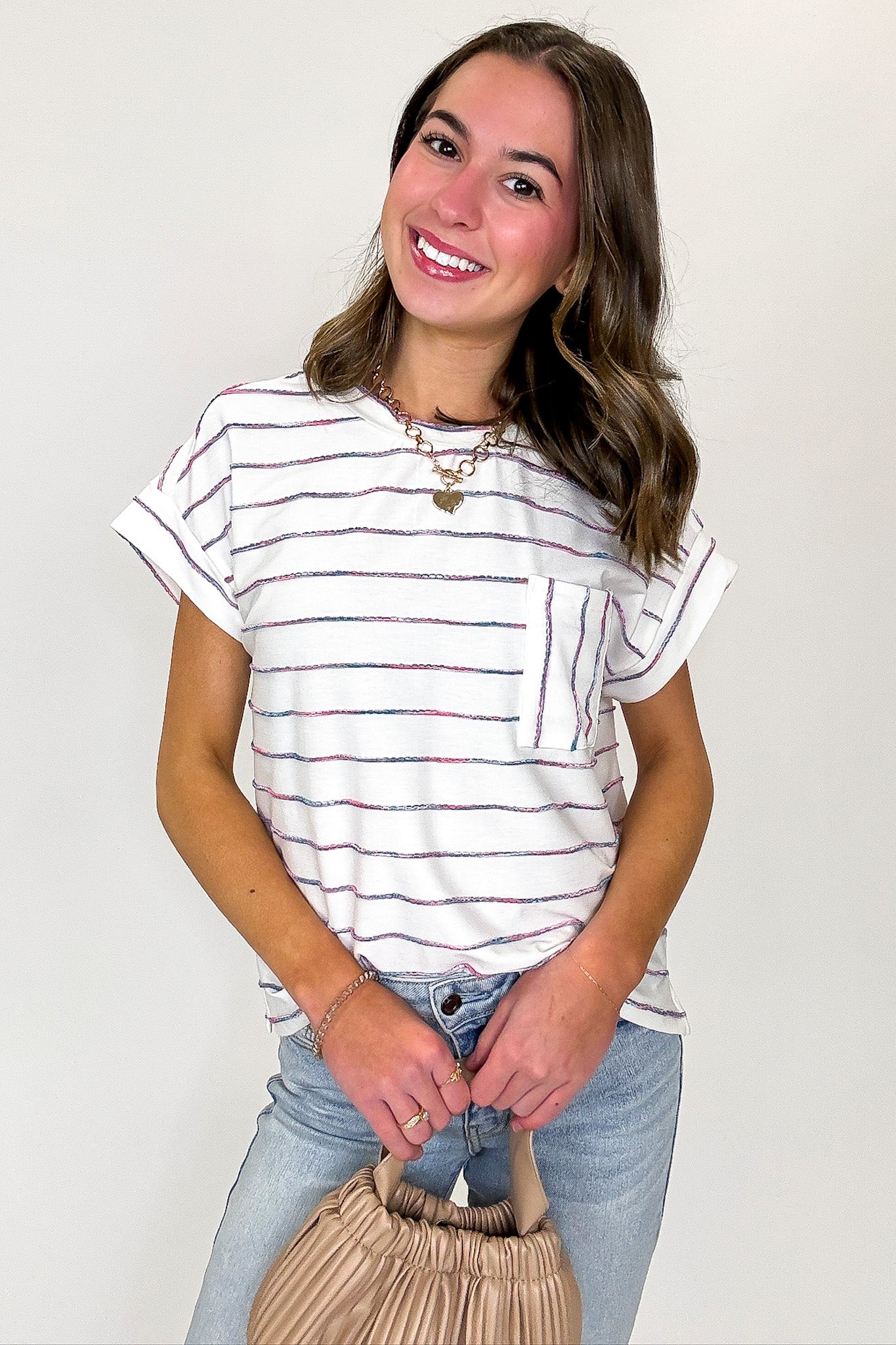 Everyday Lines Striped Pocket Top - Madison and Mallory