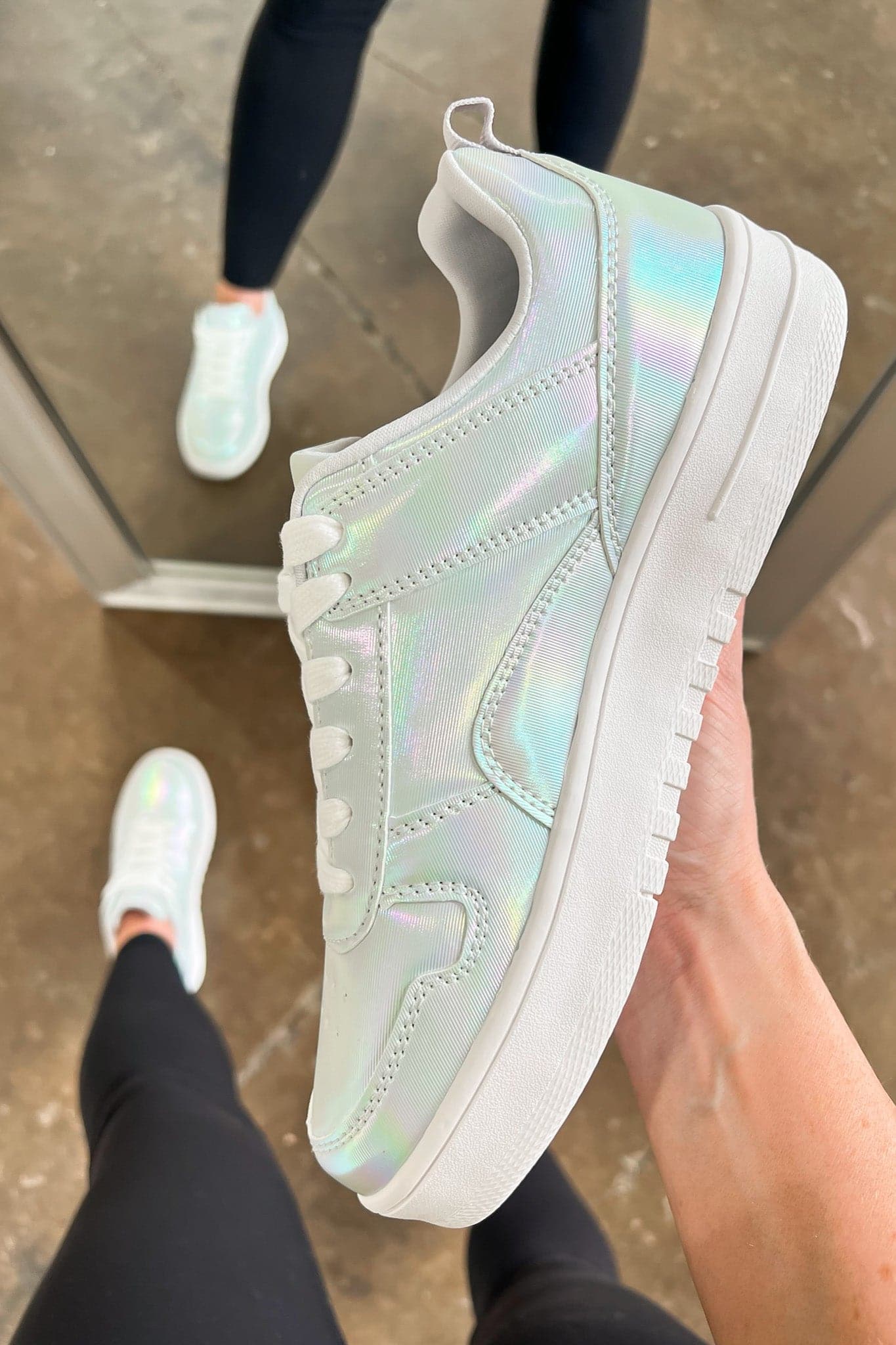 Silver Holographic / 5 Everyday Winner Platform Lace Up Sneakers - BACK IN STOCK - Madison and Mallory