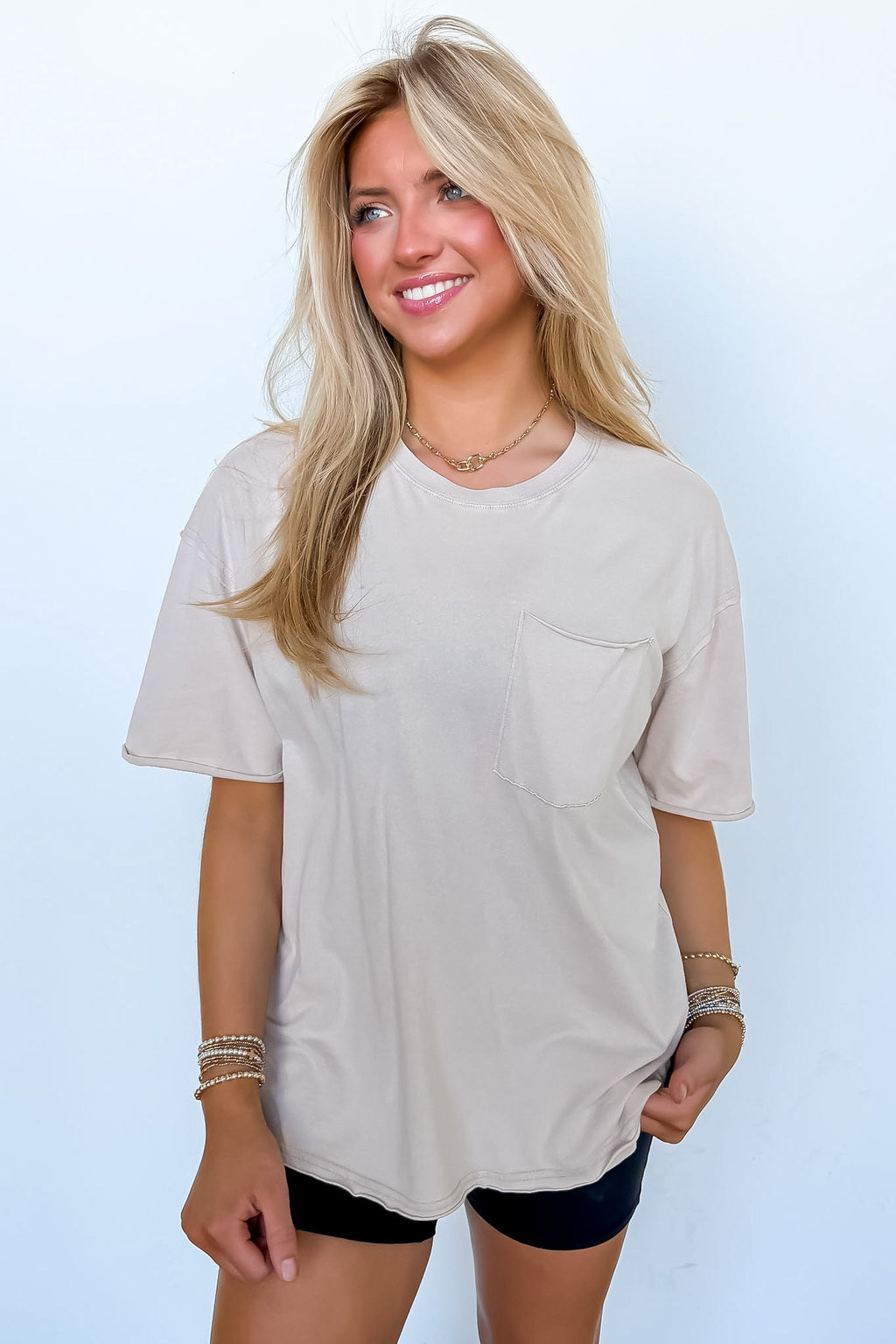 Taupe / S Everyday Classic Pocket Tee - Madison and Mallory