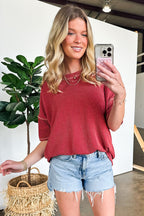 Evianna Stitch Detail Short Sleeve Relaxed Top - BACK IN STOCK - Madison and Mallory